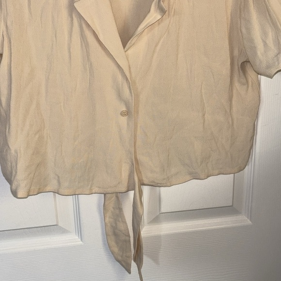 Cream Tie-Front Women's Top - Picture 3 of 4